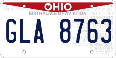 OH license plate GLA8763