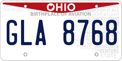 OH license plate GLA8768