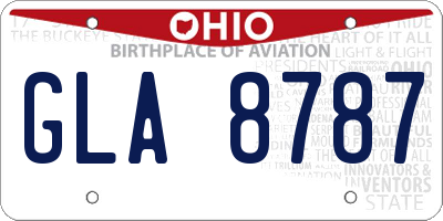 OH license plate GLA8787