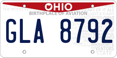 OH license plate GLA8792