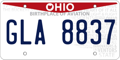 OH license plate GLA8837
