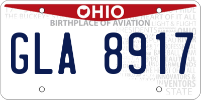 OH license plate GLA8917