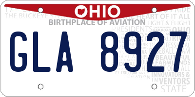 OH license plate GLA8927