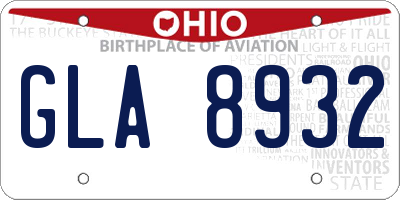 OH license plate GLA8932