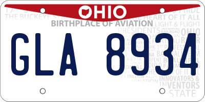 OH license plate GLA8934
