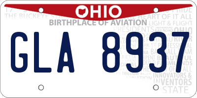 OH license plate GLA8937