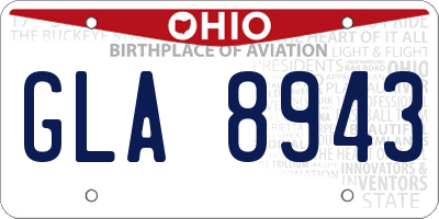OH license plate GLA8943