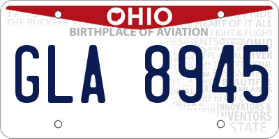 OH license plate GLA8945