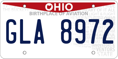 OH license plate GLA8972
