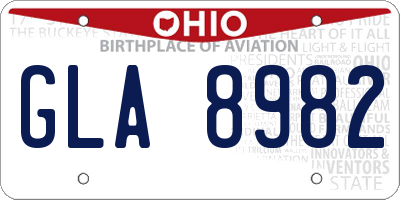 OH license plate GLA8982