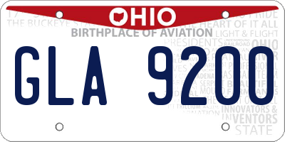 OH license plate GLA9200