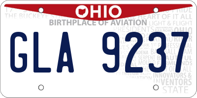 OH license plate GLA9237