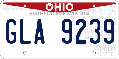 OH license plate GLA9239