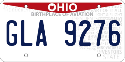 OH license plate GLA9276
