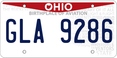 OH license plate GLA9286