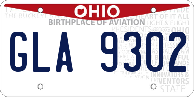 OH license plate GLA9302