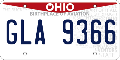 OH license plate GLA9366