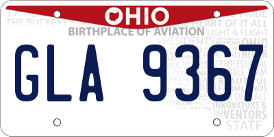 OH license plate GLA9367