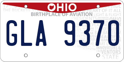 OH license plate GLA9370