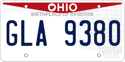 OH license plate GLA9380