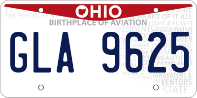 OH license plate GLA9625