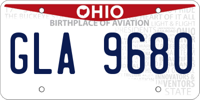 OH license plate GLA9680