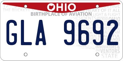 OH license plate GLA9692
