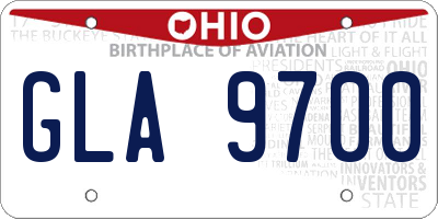 OH license plate GLA9700