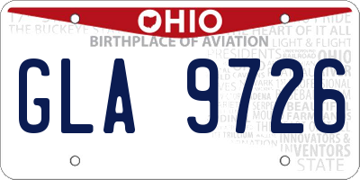 OH license plate GLA9726