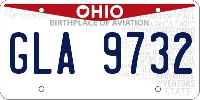 OH license plate GLA9732