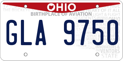 OH license plate GLA9750