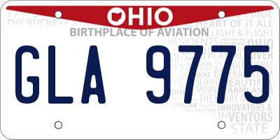 OH license plate GLA9775