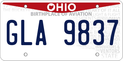 OH license plate GLA9837