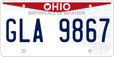 OH license plate GLA9867