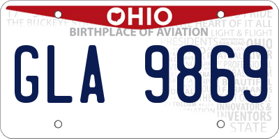 OH license plate GLA9869