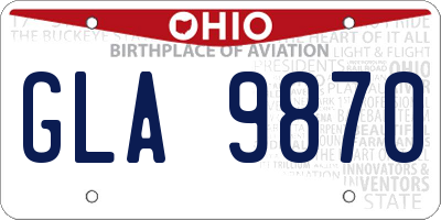 OH license plate GLA9870