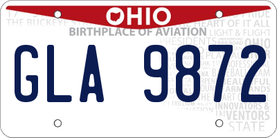 OH license plate GLA9872