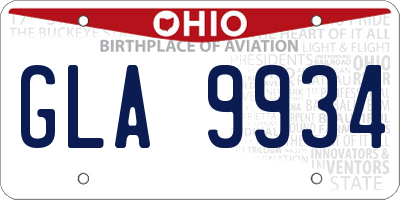 OH license plate GLA9934