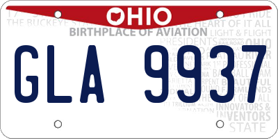 OH license plate GLA9937