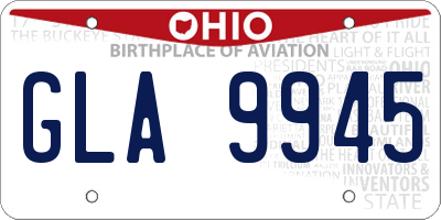 OH license plate GLA9945