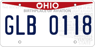 OH license plate GLB0118