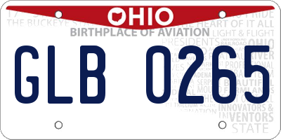 OH license plate GLB0265