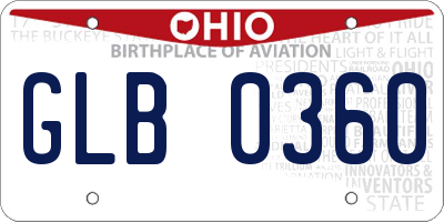 OH license plate GLB0360