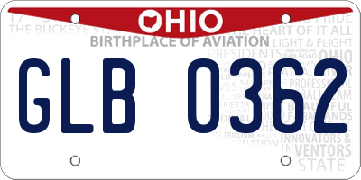 OH license plate GLB0362
