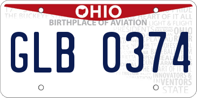 OH license plate GLB0374