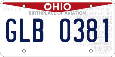 OH license plate GLB0381