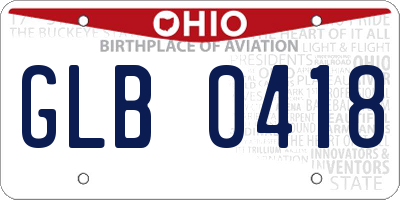 OH license plate GLB0418