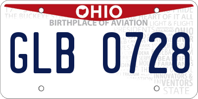 OH license plate GLB0728