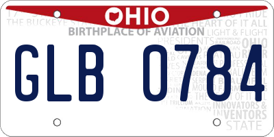 OH license plate GLB0784