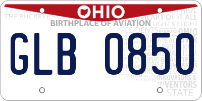 OH license plate GLB0850